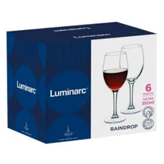 Bộ ly rượu vang Luminarc Raindrop 6 chiếc H5702 - Thủy tinh cao cấp 350ml, sang trọng cho tiệc tùng, an toàn cho sức khỏe