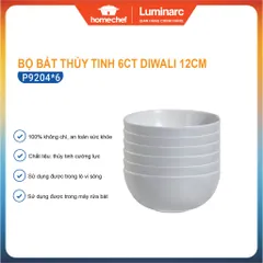 Bộ 6 chén cơm thủy tinh Luminarc Diwali Granit 12cm - Dùng được lò vi sóng, máy rửa bát, hàng chính hãng Pháp