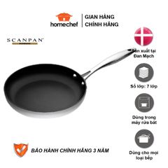 Chảo chống dính Scanpan CTX 26cm 7 lớp - Công nghệ Greentek an toàn, dùng mọi loại bếp, bảo hành 3 năm, thiết kế inox sang trọng