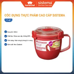 Hộp nhựa đựng thực phẩm Sistema 0.9L - Hộp đựng an toàn cho lò vi sóng, không chứa BPA, sản xuất tại New Zealand, hàng chính hãng