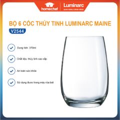 Bộ 6 Cốc Thủy Tinh Luminarc Maine V2544 370ml - Sang Trọng, Chịu Nhiệt, Dùng Cho Máy Rửa Bát, Hàng Chính Hãng Pháp