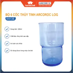 Bộ 6 cốc thủy tinh cao Arcoroc Log T Blue 320ml - Dùng máy rửa bát, an toàn cho sức khỏe, thiết kế hiện đại, hàng chính hãng.