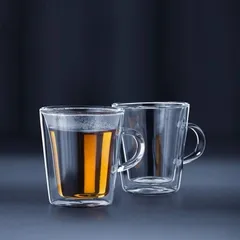 Bộ 2 Cốc Thủy Tinh Giữ Nhiệt 2 Lớp Bodum Canteen 200ml - Thủy Tinh Borosilicate Cao Cấp, An Toàn, Thiết Kế Sang Trọng