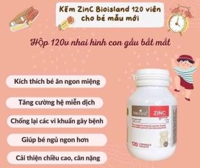Kẹo Kẽm Zinc Bio Island 120 Viên - Vitamin Làm Đẹp Da Tự Nhiên, Tăng Cường Sức Đề Kháng và Cải Thiện Tình Trạng Da