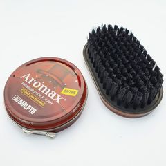 Combo Xi Đánh Bóng Giày Aromax Hàn Quốc và Bàn Chải Vệ Sinh - Dụng Cụ Bảo Vệ Đồ Da Bền Đẹp RUNO
