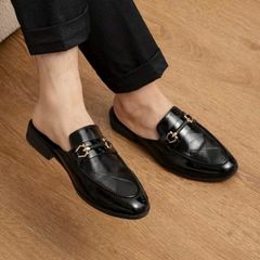 Giày sục nam lười da PU đen bóng - Giày công sở thời trang đế cao su 3cm, mẫu mới chụp kỷ yếu sang trọng RUNO G64