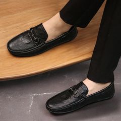 Giày Lười Da PU Nam Moccasin In Vân Cá Sấu, Đế Cao Su Đúc Mềm, Thời Trang Công Sở Cho Mọi Lứa Tuổi - RUNO G31
