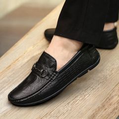 Giày Lười Da PU Nam Moccasin In Vân Cá Sấu, Đế Cao Su Đúc Mềm, Thời Trang Công Sở Cho Mọi Lứa Tuổi - RUNO G31