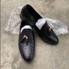 Giày Tây Lười Nam Cao Cấp RUNO G1 - Giày Da PU Đen Dập Vân Caro, Đế Cao Su Mềm Chống Trơn Trượt, Thời Trang Công Sở