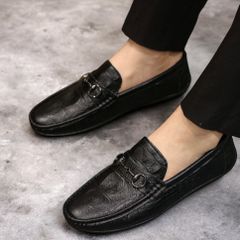 Giày lười nam da PU cao cấp chụp kỷ yếu - Mẫu moccasin dập vân cá sấu, đế cao su mềm chống trơn trượt, phong cách lịch lãm