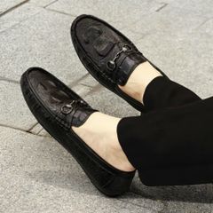Giày lười nam da PU cao cấp chụp kỷ yếu - Mẫu moccasin dập vân cá sấu, đế cao su mềm chống trơn trượt, phong cách lịch lãm