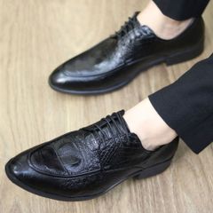 Giày Tây Derby Dập Vân Cá Sấu - Giày Da Nam Công Sở Đế Cao Su Chống Trơn Trượt, Thoải Mái Đi Làm RUNO G52