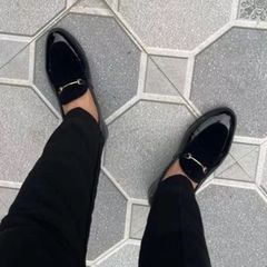 Giày Tây Nam Lười Da PU Chống Gỉ Có Xích Vàng - Giày Âu Đế Mềm Đi Làm, Dự Tiệc, Phong Cách Trẻ Trung