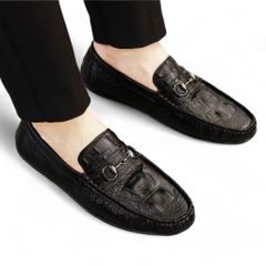 Giày Mọi Nam Da PU In Họa Tiết Cá Sấu - Giầy Mocasin Tài Xế Chống Trơn Trượt Đế Mềm Cao Cấp RUNO G31