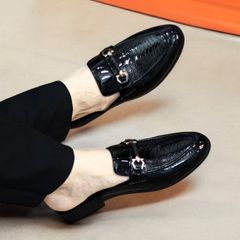 Giày lười nam da mềm in vân đà điểu cao cấp - Giầy xục công sở sang trọng, size 38-43, đế cao su chống trượt, thoải mái cả ngày.