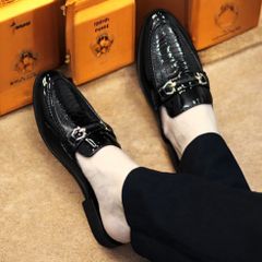 Giày lười nam da mềm in vân đà điểu cao cấp - Giầy xục công sở sang trọng, size 38-43, đế cao su chống trượt, thoải mái cả ngày.