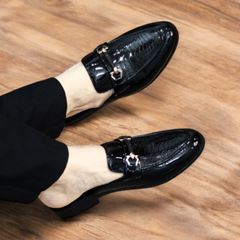 Giày lười nam da mềm in vân đà điểu cao cấp - Giầy xục công sở sang trọng, size 38-43, đế cao su chống trượt, thoải mái cả ngày.