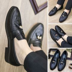 Giày Tây Nam Lười Da PU Dập Vân Cá Sấu Đế Cao Su Mềm, Giày Công Sở Phong Cách Trẻ Trung, Quà Tặng Nam Cao Cấp RUNO G12