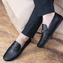 Giày Lười Nam Da Mềm In Họa Tiết Cá Sấu, Giày Tây Công Sở Đế Cao Su Êm Chân - Size 38 đến 43, Phong Cách Hiện Đại RUNO G31