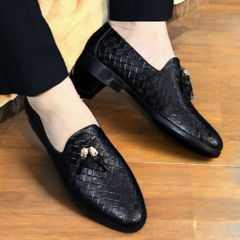 Giày Tây Nam Lười Công Sở Cao Cấp RUNO G1 - Đế Cao Su Đúc Nguyên Khối Thoải Mái, Chất Liệu Da PU Mềm, Dáng Oxford In Vân Caro