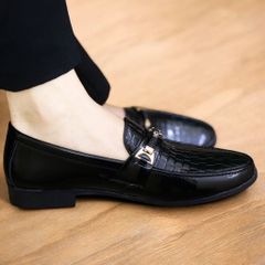 Giày Tây Nam Công Sở Cao Cấp Da PU Đen - Giày Da Lười Chống Trơn Trượt Chất Liệu êm Ái RUNO G35