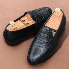 Giày Lười Nam Da PU Cao Cấp Hàn Quốc Đế Cao Su Chống Trơn Trượt - Mẫu Giày Thời Trang Công Sở In Họa Tiết Cá Sấu RUNO G21