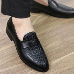 Giày Tây Nam Da PU Cao Cấp Đen - Giày Lười Công Sở Chống Trơn Trượt, Đế Cao Su Đúc, Dành Cho Chụp Kỷ Yếu và Đi Làm