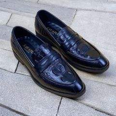 Giày Tây Nam Da PU Cao Cấp Dập Vân Cá Sấu - Giày Oxford Công Sở Chống Trơn Trượt Đế Cao Su RUNO G10