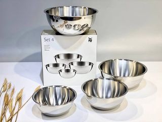 Bộ âu inox WMF Gourmet 4 chiếc - Đa năng, Chống gỉ, Dễ vệ sinh - Sử dụng trong nấu ăn, trộn thực phẩm, an toàn máy rửa chén