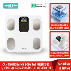 Cân điện tử thông minh miLife S40 - Phân tích 23 chỉ số sức khỏe, tỷ lệ mỡ, béo phì, quản lý bằng ứng dụng MiHome