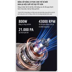 Máy Hút Bụi Cầm Tay miLife DX18 - Công Suất 800W, Lực Hút 21.000Pa, Thiết Kế 2 Trong 1, Bảo Hành 12 Tháng