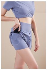 Bộ Set Thể Thao Nữ Quần Đùi Phối Lưới & Áo Tay Ngắn Chạy Bộ Yoga Aerobic Thoáng Mát, Co Giãn Tôn Dáng Thời Trang