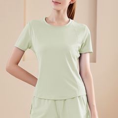 Bộ Set Thể Thao Nữ Quần Đùi Phối Lưới & Áo Tay Ngắn Chạy Bộ Yoga Aerobic Thoáng Mát, Co Giãn Tôn Dáng Thời Trang