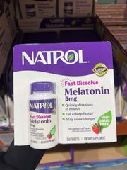 Viên Ngậm Ngủ Ngon Natrol Sleep 5mg - Hỗ Trợ Giấc Ngủ Sâu, Giảm Lo Âu, Hương Vị Dâu Tây - Sản Phẩm Chính Hãng Mỹ