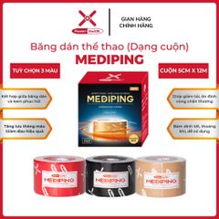 Băng Dán Thể Thao Powerful-X Mediping Cuộn 5cm x 12m - Hỗ Trợ Phục Hồi Chấn Thương và Bảo Vệ Khớp, Có Kem Phục Hồi Ẩn Trong