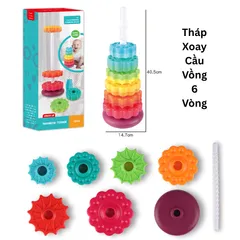 Tháp Xoay Cầu Vồng Kích Thích Thị Giác Cho Bé – Đồ Chơi Giáo Dục Phát Triển Kỹ Năng Và Nhận Biết Màu Sắc