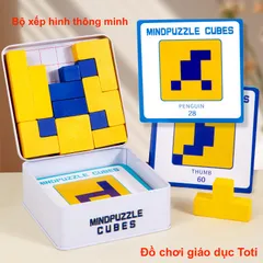 Bộ Xếp Hình Thông Minh Gỗ Toti - Đồ Chơi Trí Tuệ Phát Triển Tư Duy Logic Cho Bé - Hộp Thiếc Sang Trọng