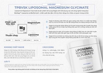 Viên Bổ Sung Magie Codeage Liposomal Magnesium Glycinate - Hỗ Trợ Cơ, Thần Kinh và Hệ Miễn Dịch, 240 Viên Nén Không GMO, Thuần Chay