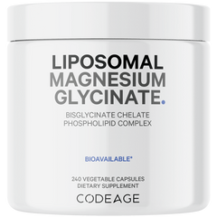 Viên Bổ Sung Magie Codeage Liposomal Magnesium Glycinate - Hỗ Trợ Cơ, Thần Kinh và Hệ Miễn Dịch, 240 Viên Nén Không GMO, Thuần Chay