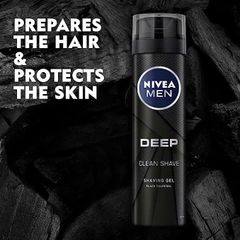 Gel Cạo Râu Nivea Deep Clean Charcoal 200ml - Mùi Vanilla & Bourbon, Làm Sạch Để Có Độ Trượt Cao Hơn, An Toàn Cho Da Nhạy Cảm