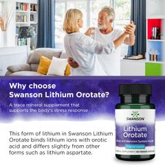 Viên Uống Lithium Orotate Swanson Mỹ - Hỗ Trợ Sức Khỏe Thần Kinh, Tăng Cường Tập Trung & Điều Hòa Tâm Trạng (Hộp 60 viên)