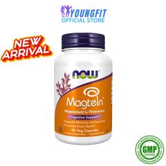Viên Uống Bổ Sung Magie Hữu Cơ - Nhập Mỹ NOW Magtein Magnesium L-Threonate Bổ Não, Tăng Cường Nhận Thức, Trí Nhớ, Tập Trung, Hỗ Trợ Giấc Ngủ Sâu - Hộp 90 Viên Nhộng 