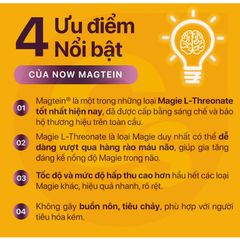 Viên Uống Bổ Sung Magie Hữu Cơ - Nhập Mỹ NOW Magtein Magnesium L-Threonate Bổ Não, Tăng Cường Nhận Thức, Trí Nhớ, Tập Trung, Hỗ Trợ Giấc Ngủ Sâu - Hộp 90 Viên Nhộng 