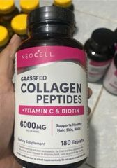 Viên uống Neocell Grassfed Collagen Peptides + Vitamin C và Biotin 6000mg 180 viên - Tăng cường độ trẻ trung cho làn da, chính hãng Mỹ