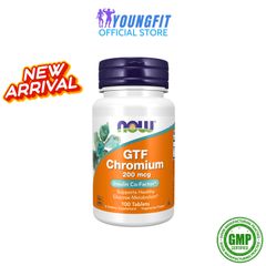 Viên Uống GTF Chromium 200 mcg NOW - Hỗ Trợ Điều Hòa Đường Huyết và Mỡ Máu Hiệu Quả (Hộp 100-250 viên)