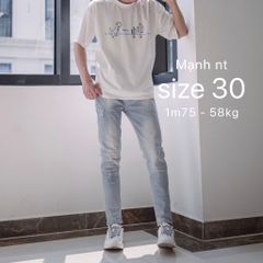 Quần Jean Nam Rách Gối Slimfit Màu Xanh Nhạt Co Giãn Bền Chất Bò DENIM - Phong Cách Thời Trang Hiện Đại 361 5679 0001 Pon.mens
