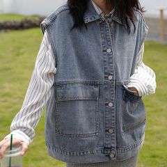Áo Jean Ghi Lê Unisex Form Rộng Hàn Quốc - Thời Trang Đường Phố Nam Nữ 2021 - Thiết Kế Đơn Giản, Cá Tính