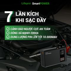 Máy Bơm Lốp Ô Tô Đa Năng Lifepro SmartPOWER - Kích Bình, Màn Hình LED, Tích Hợp Sạc Dự Phòng, Dễ Dàng Sử Dụng