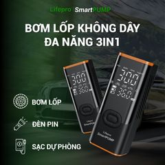 Bơm Lốp Ô Tô Không Dây Đa Năng Lifepro SmartPUMP - LED Hiện Thị Áp Suất, Chế Độ Bơm Thông Minh, Sạc Dự Phòng, Thiết Kế Gọn Nhẹ