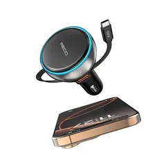 Củ Sạc Nhanh Ô Tô 3IN1 RECCI RQ10 - Tích Hợp Dây Rút Type-C 81W, Sạc Nhanh 12-24V cho Smartphone và Thiết Bị Điện Tử